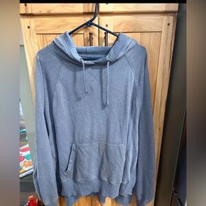 XXL blue women's slit hoodie